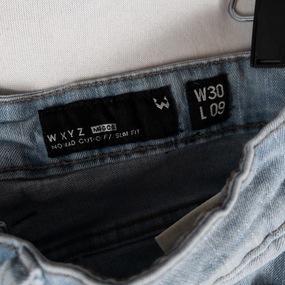 WXYZ Nomad Cut Off Slim Jean Short 30w Light Blue Wash - Picture 3 of 4